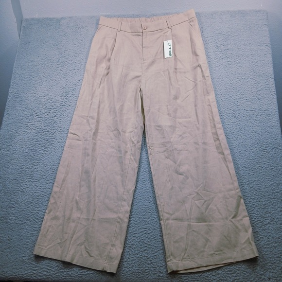 Willit Wide Leg Linen Blend Pants Womens XXL 31 Inseam Tan Beige NWT - Picture 2 of 10